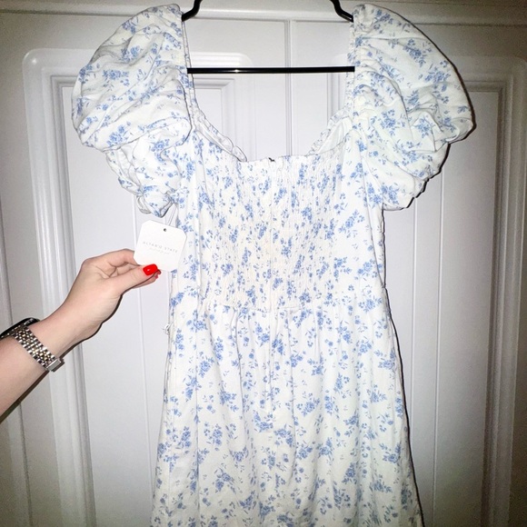 Altar’d State Clara Ivory Blue Floral Puff Sleeve Mini Dress – NWT – Size S - Picture 4 of 4